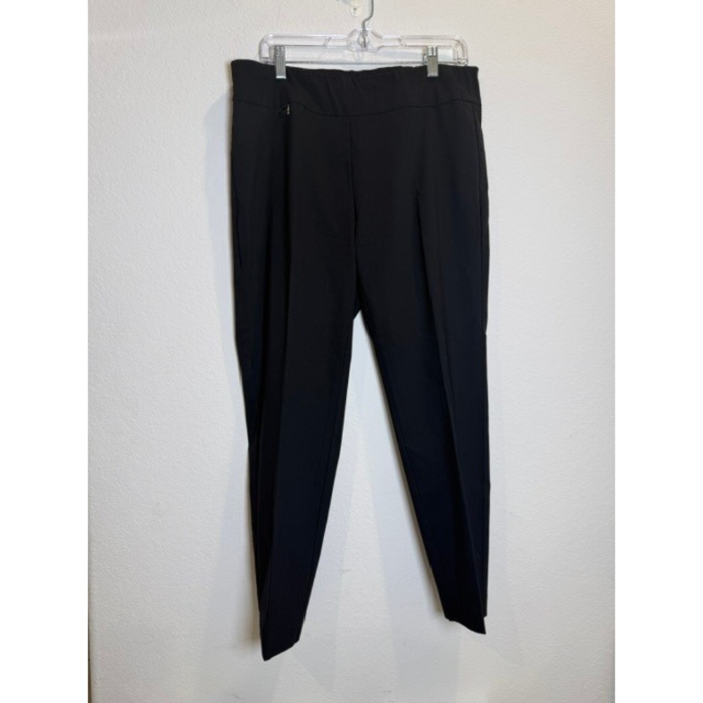 Alfani Womens Tummy Control Pull On Tapered Leg Pants Black Size 14S Short